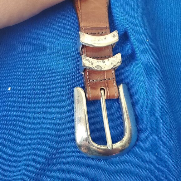 VTG Brighton Onyx Belt 38 Brown Leather Buckle Western 19407 - Picture 6 of 8